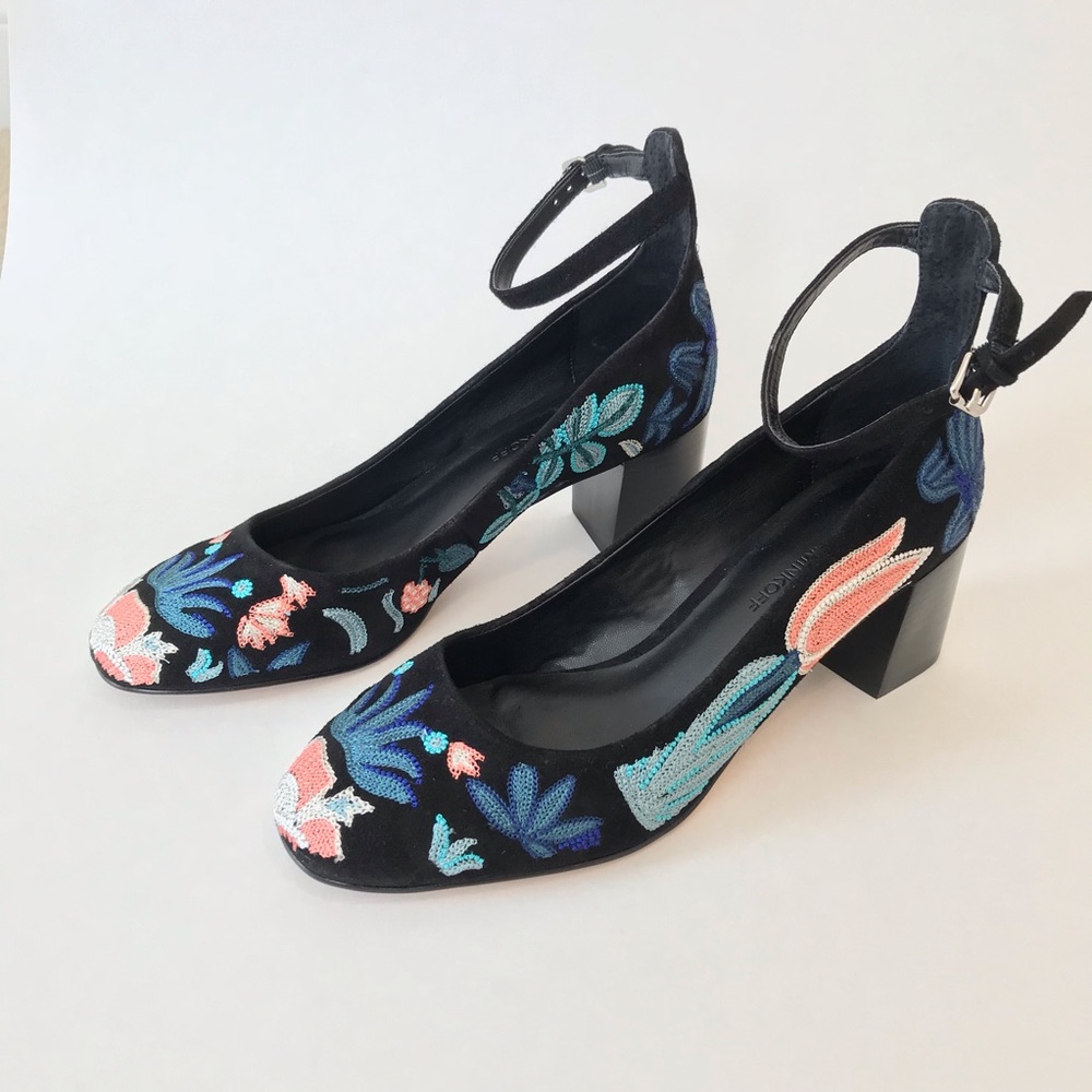Rebecca Minkoff Bridget Too Embroidered Heels Sz 8